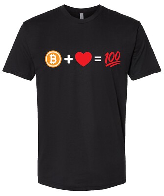 bitcoin 100 love t shirt all sizes small, medium, large, x tra large...brand new