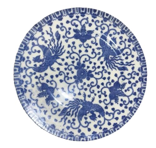 VTG Blue Phoenix Dragon Bird Plate 7 3/8”Diam Round Japan - Picture 2 of 7