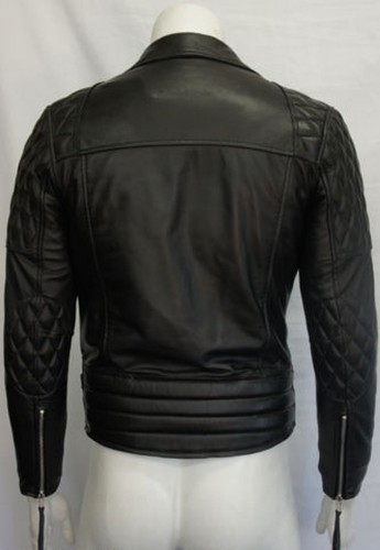 Classic Diamond Motorcycle Distressed Brown Real Leather Biker Jacket - Picture 5 of 7