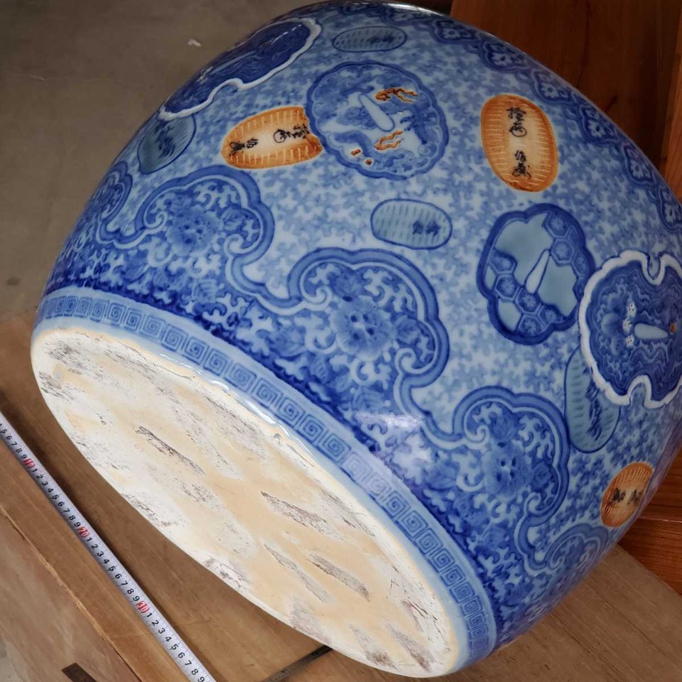 Handmade Ceramic Craft Hibachi Brazier Fire Bowl Vase Pot H12inch Japan