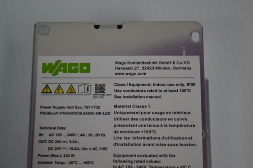 WAGO 787-173 Alimentatore switching 24 VDC -8 ampere corrente - Foto 2 di 4