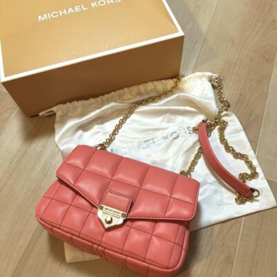 Michael Kors Soho Chain Small Shoulder Bag Pink Quilted Lamb