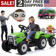 12V Electric Kids Ride On Tractor Car Toy with Trailer 3-Speed w/ Remote Control