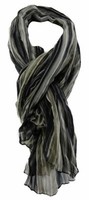 Gecrashter Tigertie Chiffon Schal Schwarz Braun Beige Gemustert - 180 X 100 Cm