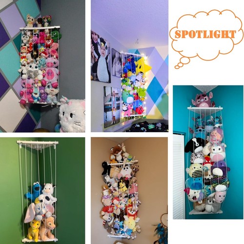 Corner Stuffed Animal Storage Organizer - Kids Stuffed Animals Holder with Li... - Picture 7 of 7