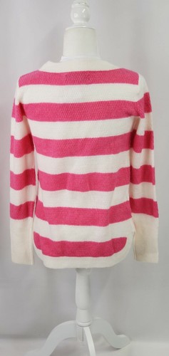 LOFT Sweater Womens XS S Bright Pink Stripe Pullover Lightweight Knit Soft NEW - Picture 2 of 19