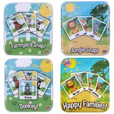 Tin of Snap Cards Children Playing Games Travel Puzzle Animals Happy Families