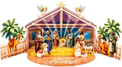 3D Nativity Christmas Pop up Cards Holiday Notecards Religious Christian Birthda