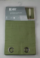 VCNY Home Jeanette Grommet Top Curtain Panel Pair – Sage – 38”W x 96”L Each