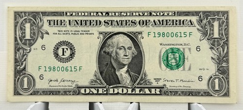 1980 June 15 Birthday Gift Anniversary Dollar Fancy Serial Number Note $1 - Picture 2 of 3