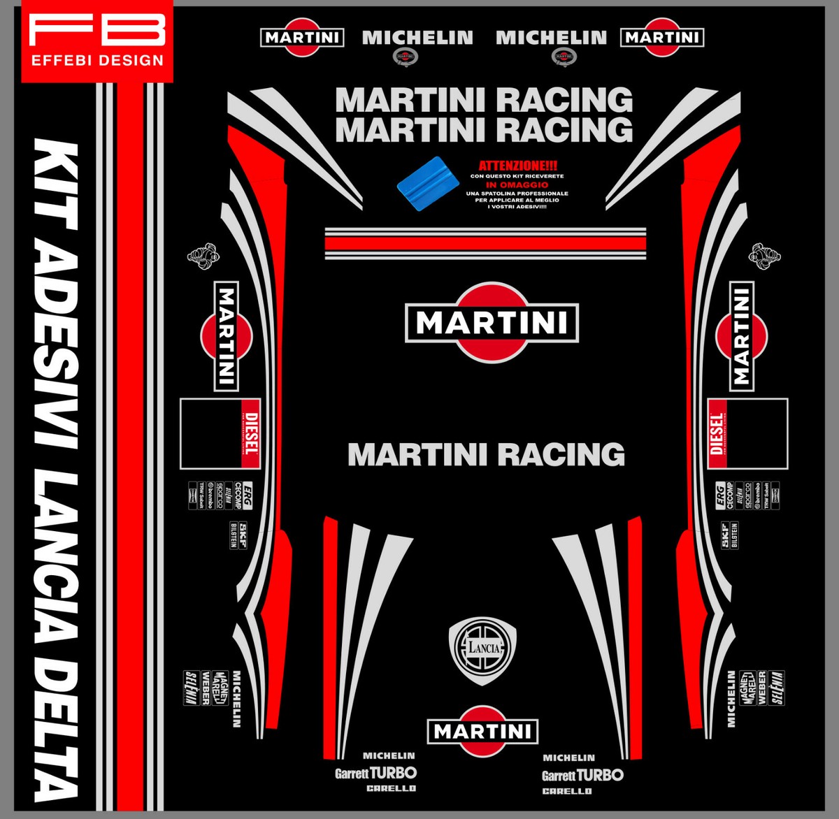 Lancia Delta Futurista con la decoración Martini Racing: ¡brutal