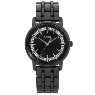 Rado Diamaster 33mm Ceramic Diamond Black Dial Quartz Ladies Watch R14063727