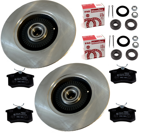 Audi A4 B5 Bremsscheiben Hinten Mit Radlager Bremsscheiben + Beläge HINTEN + FAG Radlager ABS Ringe vormontiert Audi