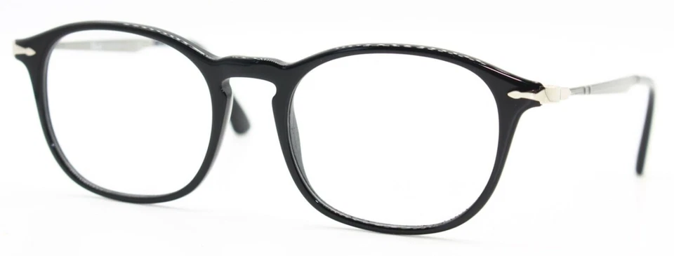 NUEVO PERSOL P 3179-V 95 REDONDO NEGRO CON PATILLAS PLATEADAS GAFAS AUTÉNTICAS 51-19 Foto 2 de 4