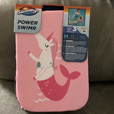 SWIMWAYS POWER SWIMMER 3-6 years 35-55 LBS SZ Medium Swim Step 3 Aid Float Vest