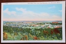 Birds-Eye View From Pine Mt Of Iron Mountain UP Michigan Vintage Postcard