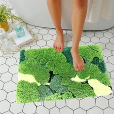 Moss Bath Rug, Absorbent Non Slip Boho Bath Mats, Washsble Cute Moss Bathroom...