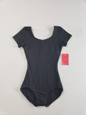 Capezio Women Top XS Short Sleeve Leotard Black Ballet Dancewear Gymnastics