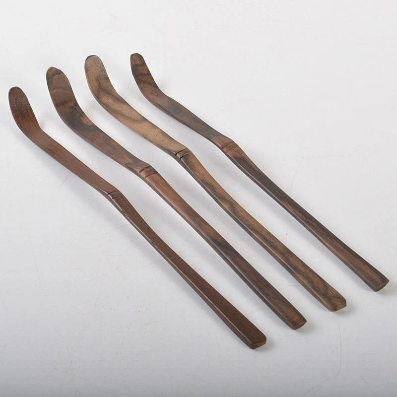 Juego de 4 cucharas de té de caqui negro con caja ceremonia tradicional japonesa del té Foto 3 de 4