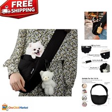 Stylish Black Dog Carrier Sling for Small Breeds - Hands-Free Travel Comfort