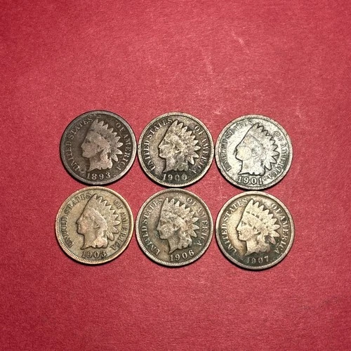 Lot Of (6) Indian Head Cents/Pennies G-VG *SEE DESCRIPTION FOR DATES*