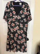 Joanie Clothing Size 20 Liv Dress Black Polka Dot Pink Lily Vintage Tea Dress