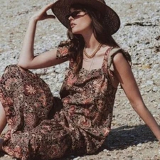 Anthropologie Dress Love The Label Love Sam Dress Maxi Boho Peasant