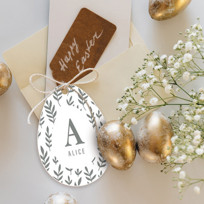 Personalisierter gemusterter Ostereieranhänger: individuelle Initiale & Name Ostern Geschenkkorb