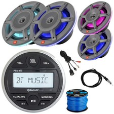 JBL PRV-175 Marine Receiver, 2x 8" 500W Gray Speakers, 2x 6.5" Speakers, Adapter