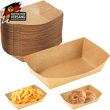 50 Stück Kraftkarton Fingerfood Schalen 16,7x12x5 cm wasser- und ölbeständig