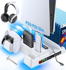 PS5/Slim Stand and Cooling Station with LED Controller Charging Station for PS 5