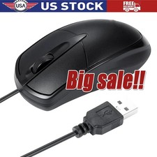 USB 2.0 Optical Wired Scroll Wheel Mouse PC Laptop Notebook Desktop Black Mice