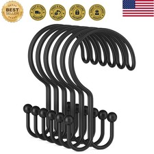Black Shower Curtain Hooks Ring, 12 Pcs Double Sided Shower Hooks, Rust Proof...