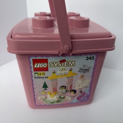 Lego System Basic Set Specially for Her # 345 Pink Bucket, Missing 1 Piece, Vtg