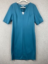 Diane Von Furstenberg Aurora Wool Blend Shift Dress Size 14 Teal 3/4 Sleeve