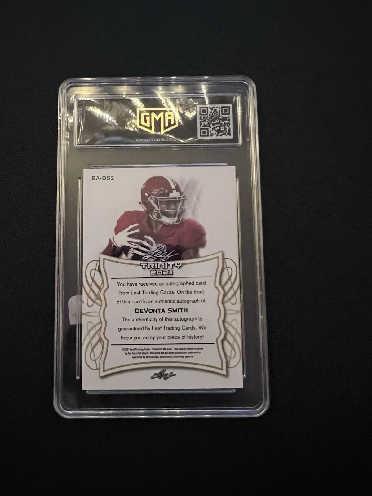 DeVonta Smith Leaf Trinity Patch Autographs Xrc Pose 2 #PADS3 Red Spectrum Holofoil