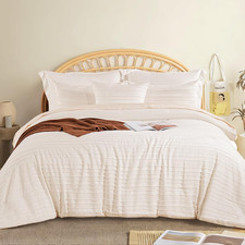 Tufted Boho Comforter Set King, 8 Piece Bed in a Bag, Ultra Soft Brushed Microfi