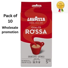 Lavazza Qualita Rossa 8.8 oz Brick Ground ( Pack of 10 ) , Medium Roast, Arabica