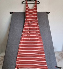 Primark Damen Maxi Kleid Sommer Gr. 36 Weiß Lachsrot Gestreift