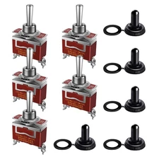 5-Pack SPDT Momentary Toggle Switch 30A 12V/15A 250V Waterproof w/ Boot Cap