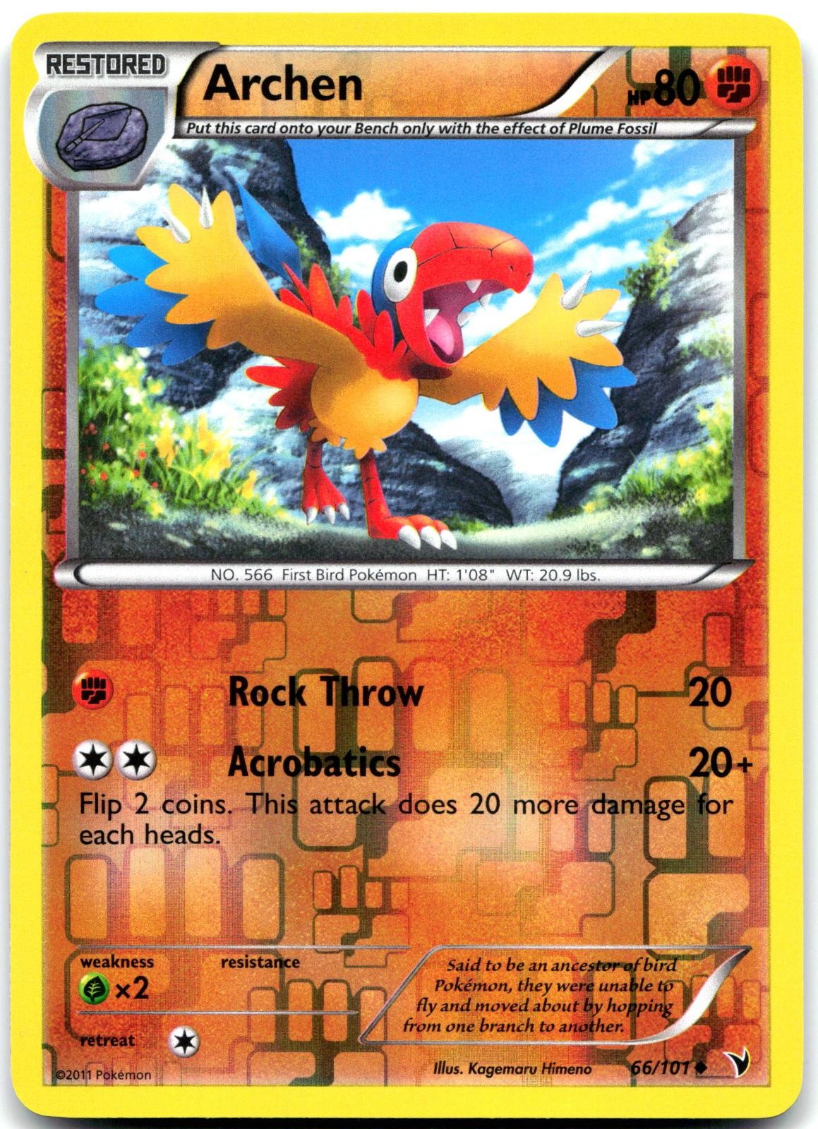 Archen 66/101 Uncommon Noble Victories Pokemon Reverse Holo Lightly Played
