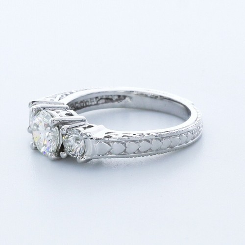 1.88CTW NATURAL DIAMONDS E/SI1 ROUND CUT 14K GOLD PRONG MILGRAIN ENGAGEMENT RING - Picture 2 of 3