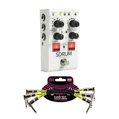 Digitech SDRUM Strummable Drums Effect Pedal Bundle with 1/4'' TS Patch Cables