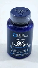 Enhanced Zinc Peppermint Lozenges Vegetarian 30 Ct.  By Life Extension 18.75 mg 
