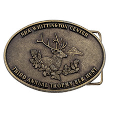 Third Annual Trophy Elk Hunt Belt Buckle NRA Whittington Center Hunting Brass