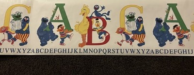 Vtg 80s SESAME STREET Wallpaper Border ABC's Letters Big Bird Oscar  X2 30 FT
