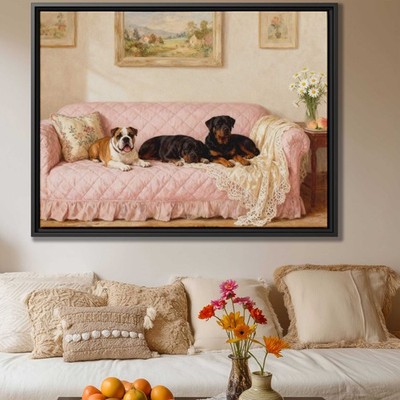 Bulldog Oil Painting Living Room Dog Decor Canvas Print Dog Lover Artwork