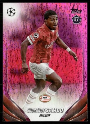 Shurandy Sambo 2023 Topps UEFA Club Competitions Pink Sparkle PSV Eindhoven #27