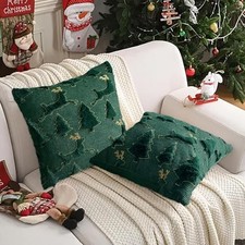Christmas Throw Pillow Covers, 18 x 18 inches Christmas Decorations, Green