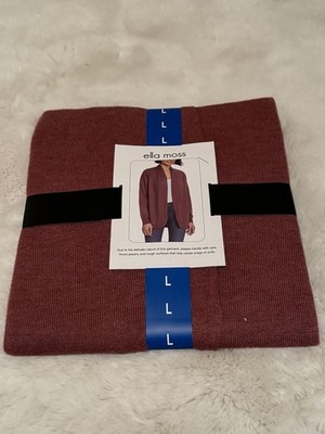 Ella Moss Women's Zinfandel Burgundy Cardigan, Size Large, Light Weight